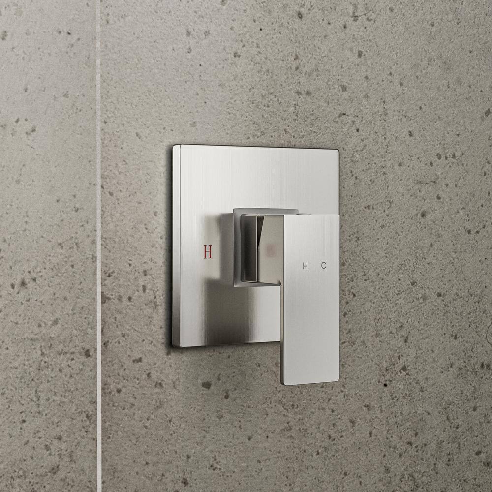 Aosspy 1-Spray Patterns with 1.5 GPM 10 in. Wall Mount Square Ceiling Fixed Shower Head in Brushed Nickel AS-0718