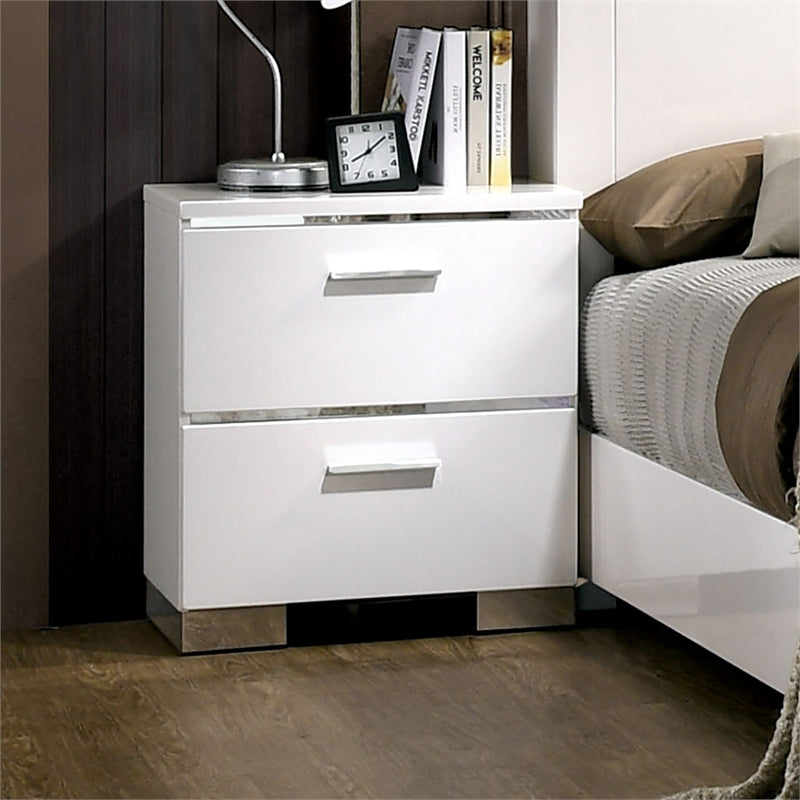 Furniture of America Quaker Contemporary Wood Nightstand in White