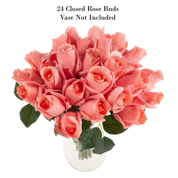 Pure Garden 24Pc Rose Artificial Flowers，Coral