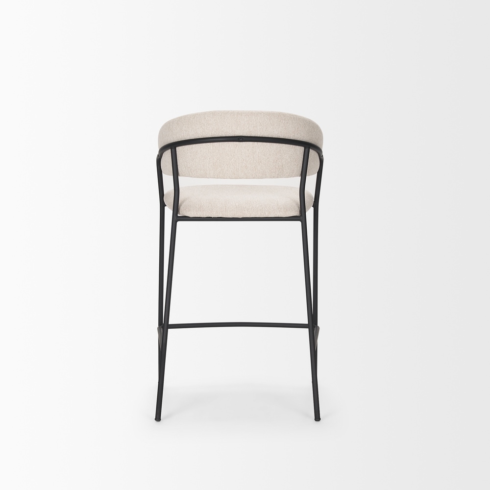 Carolyn Counter Stool w/ Gray Fabric   Matte Black Metal