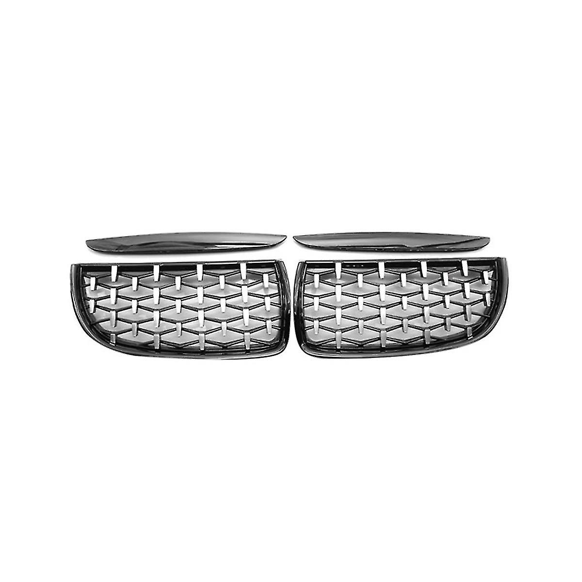 Car Chrome Glossy Black Front Hood Kidney Grill Mesh Sport Grills For 3 Series E90 E91 2005-2008