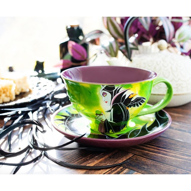 Silver Buffalo Disney Villains Maleficent Ceramic Teacup And Saucer Set