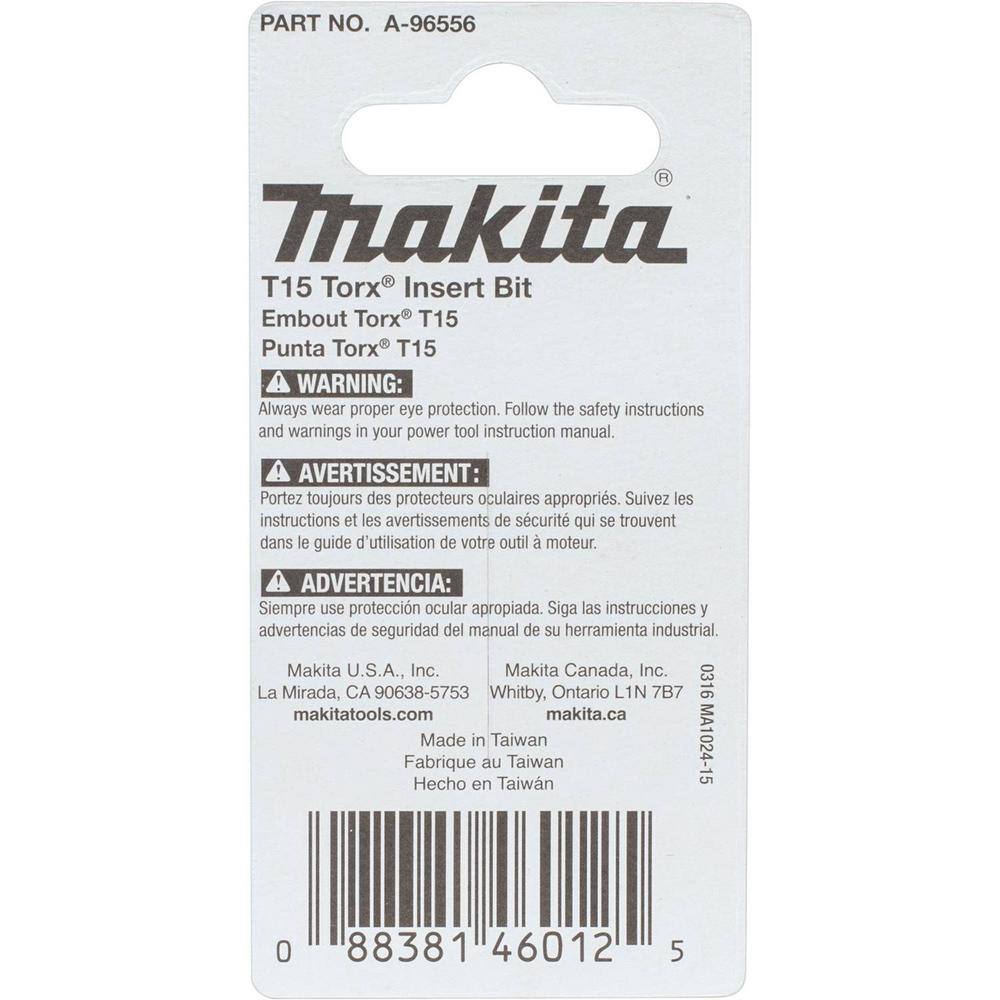 Makita ImpactX T15 Torx 1 in. Modified S2 Steel Insert Bit (2-Pack) A-96556