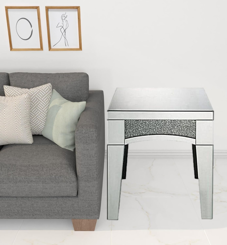 Modern End Table  Tapered Legs With Square Tempered Glass Top  Silver   Modern   Side Tables And End Tables   by Decor Love  Houzz