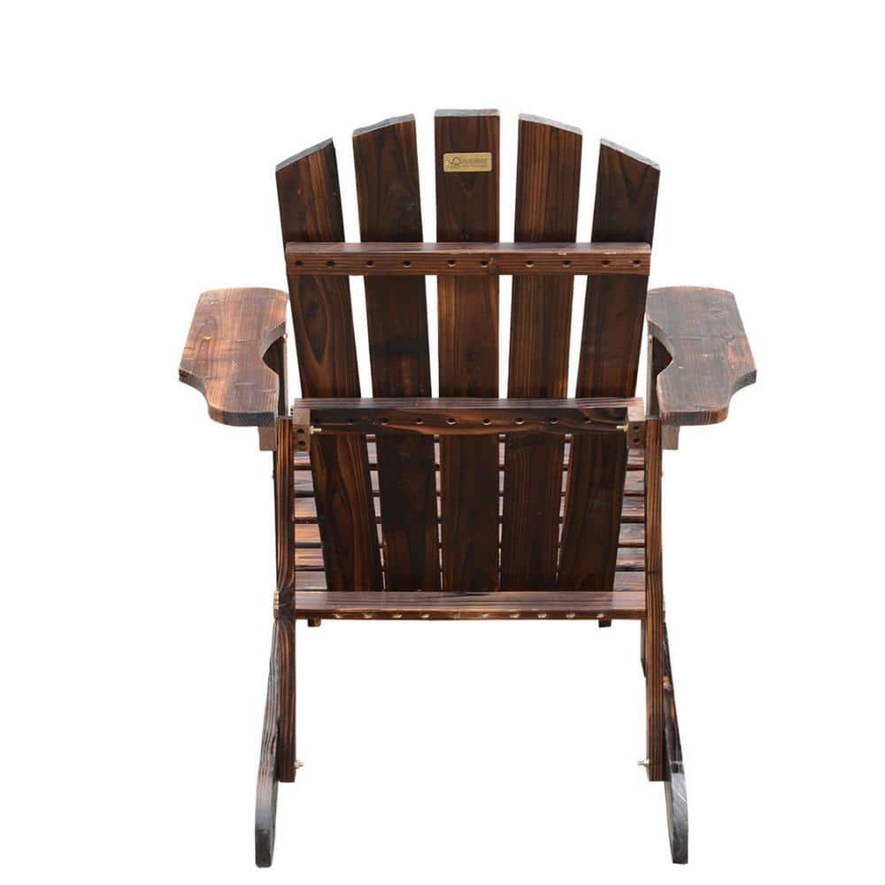 Outsunny Brown Wooden Adirondack Outdoor Patio Lounge Chair with Included Ottoman and WaterFighting Material