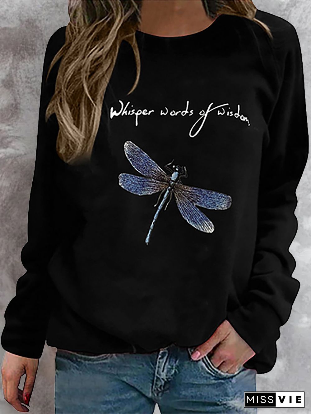 Dragonfly Long Sleeve Shift Vintage Sweatshirts