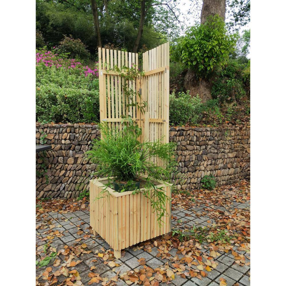 Ejoy 70 in. x 20 in. x 20 in. Wooden Planter Box with Trellis PlanterWithLattice_70x20x20