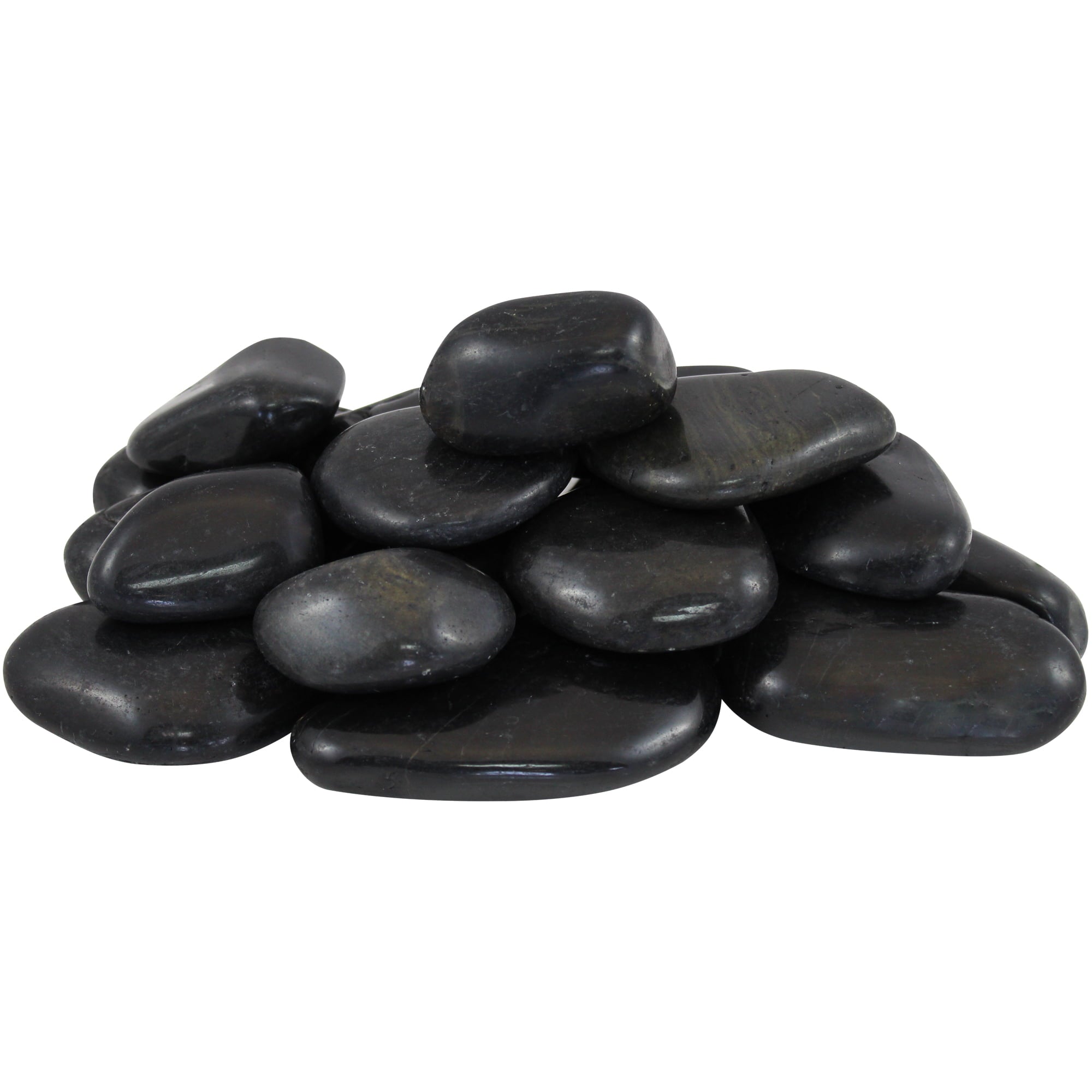 Rainforest, Outdoor Decorative Stone, Super Polished Pebbles, Black, 2-3", 900lbs.