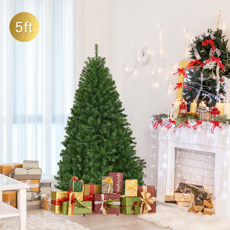 Premium Hinged Prelit Artificial Christmas Tree with Multi-Color LED Lights, 11 Lighting Modes, Metal Stand