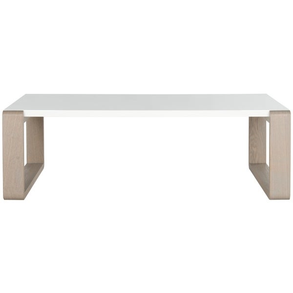 SAFAVIEH Mid-Century Modern Bartholomew White/ Grey Lacquer Coffee Table - 43.3