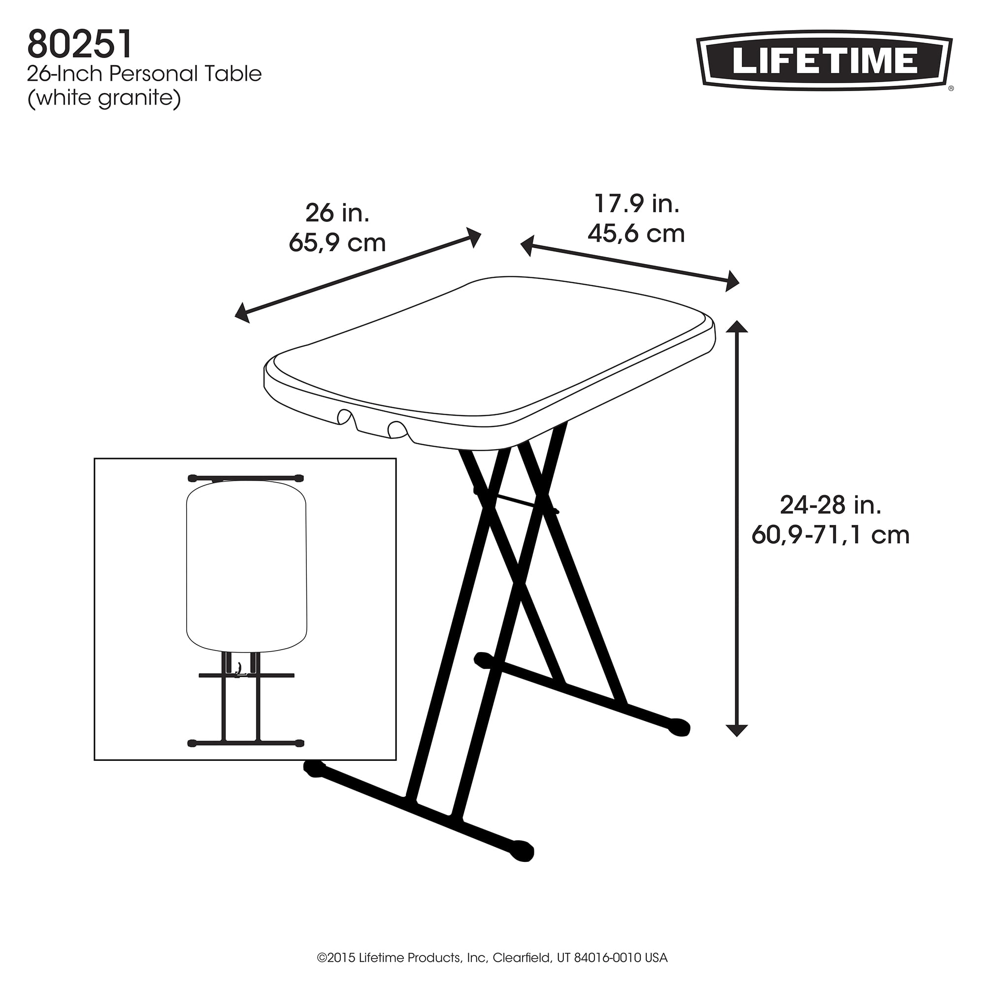 Lifetime Personal Light 26 in. Commercial Table