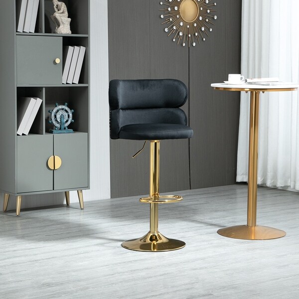 Height Adjustable Upholstered Barstools with Ergonomic-Sesigned Backrest and Footrest