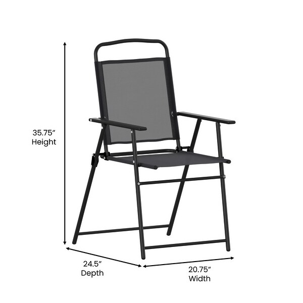 Set of 2 AllWeather Textilene Patio Sling Chairs with Armrests