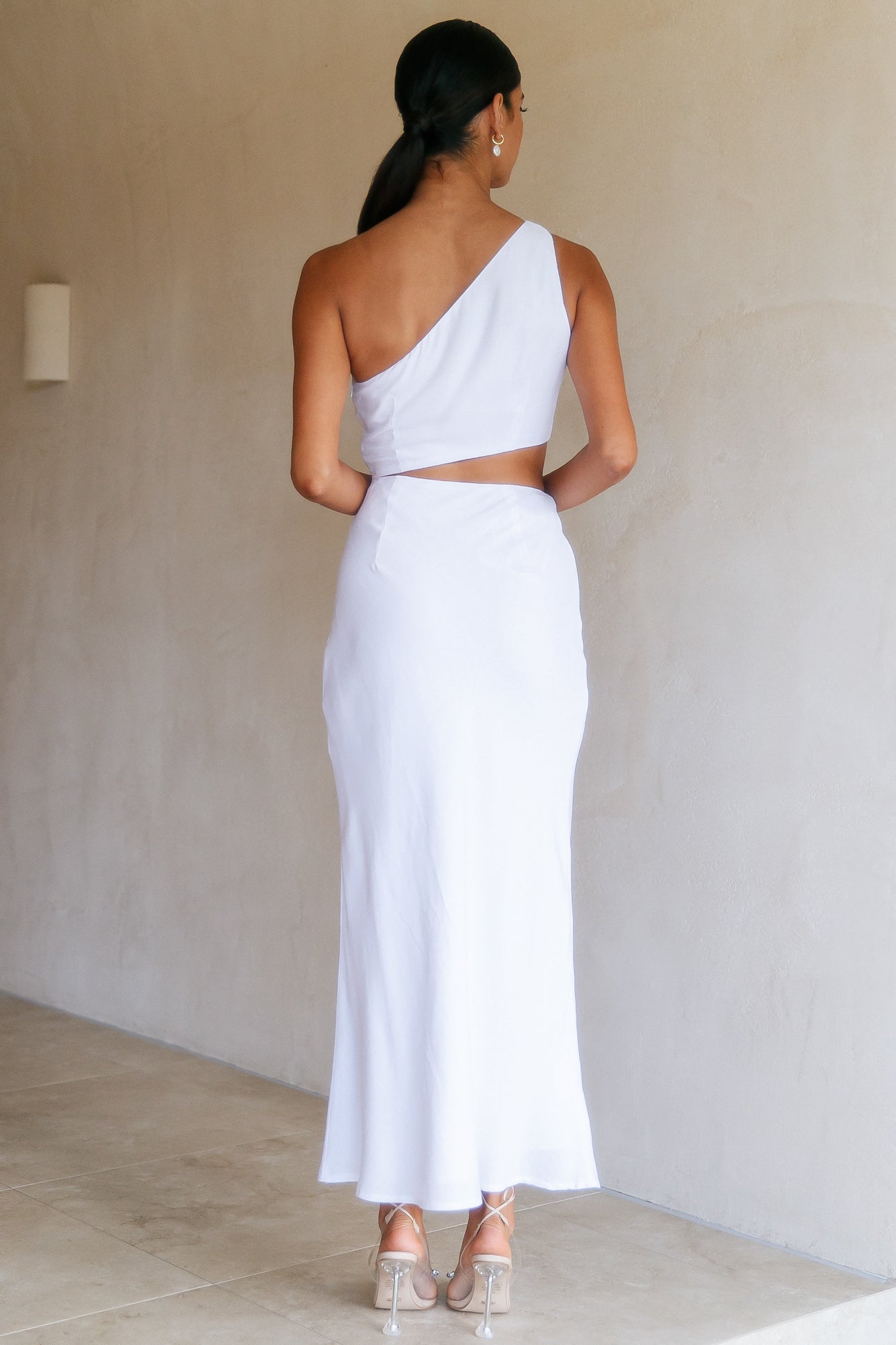 RUNAWAY Cedros Midi Slip Dress White