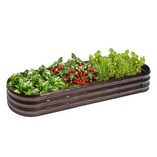 LuxenHome 5.6 ft. Oval Brown Metal Garden Bed WHPL431
