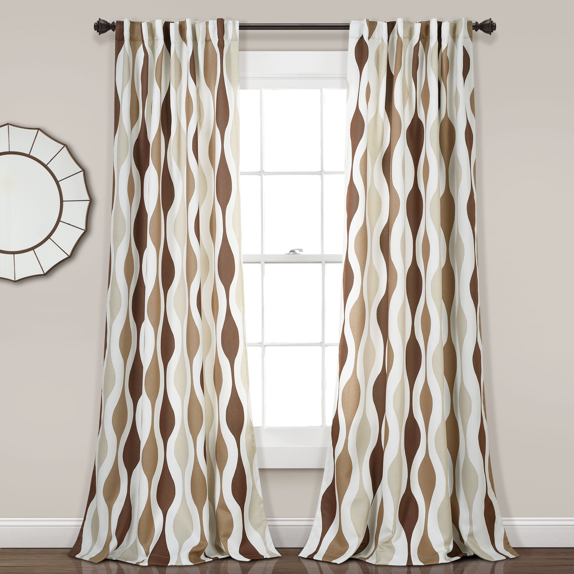 Mid Century Geo Light Filtering Window Curtain Panel Set