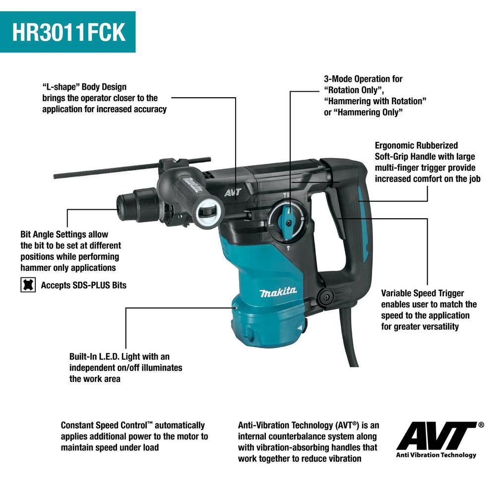 Makita 1-316 in. Rotary Hammer HR3011FCK