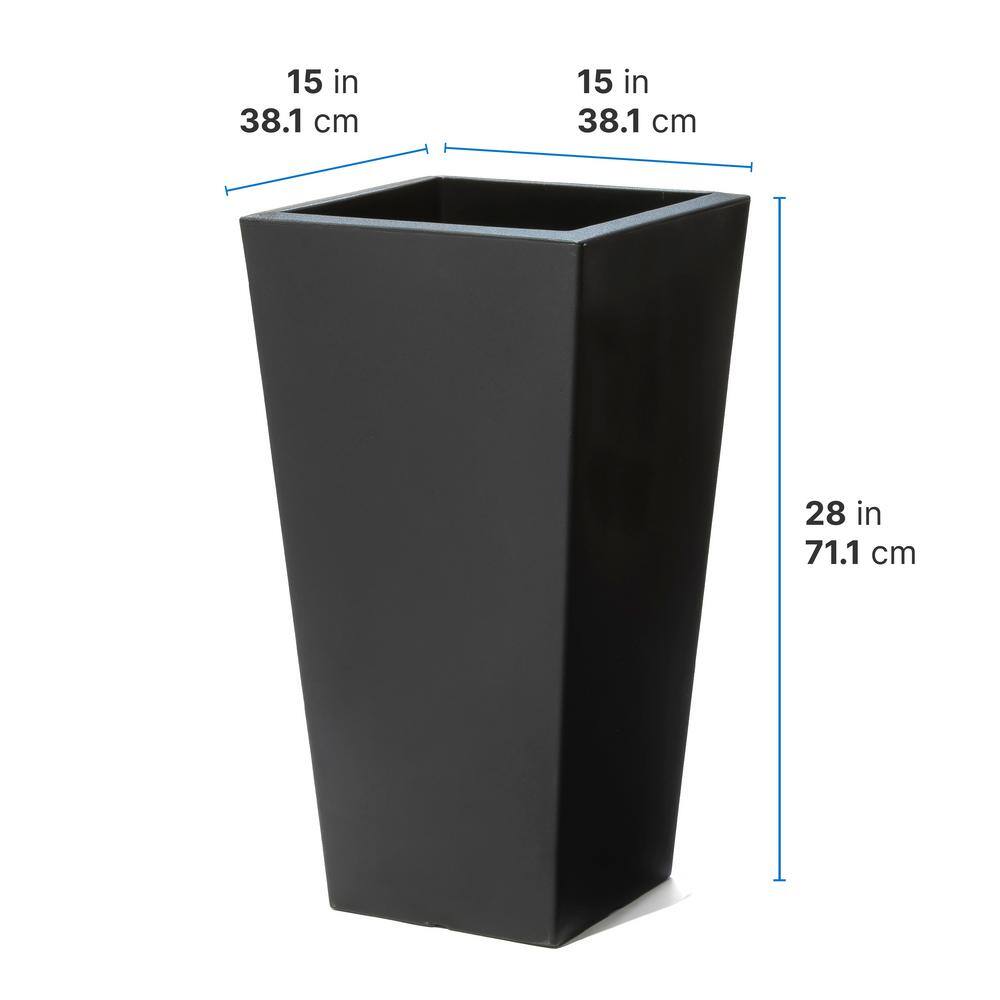 Step2 15 in. x 28 in. Tremont Tall Square Tapered Planter Onyx Black 523499