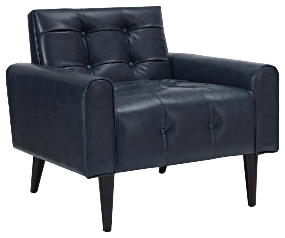 Elsie Navy 2 Piece Upholstered Vinyl Sofa and Armchair Set   Midcentury   Living Room Furniture Sets   by V.S.D Furniture  Houzz