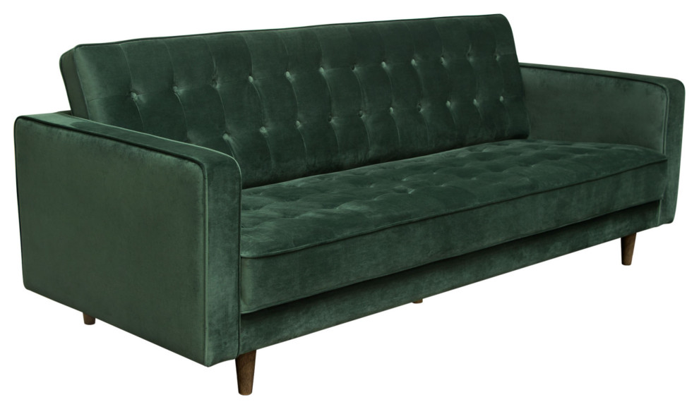 Juniper Tufted Sofa  Champagne Gray Velvet With/2 Bolster Pillows   Midcentury   Sofas   by Kolibri Decor  Houzz