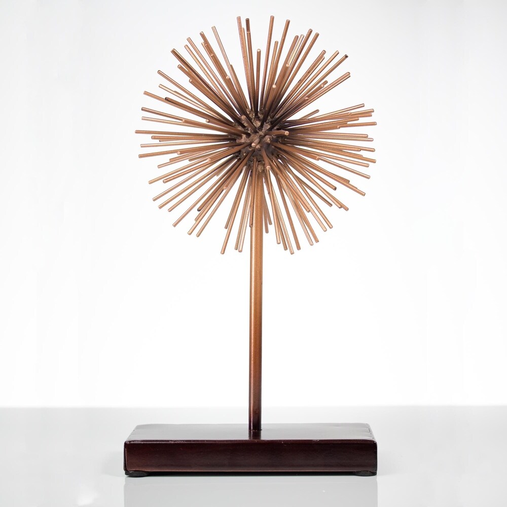 American Art Decor Rose Gold Copper Starburst Sculpture with Base (Small)