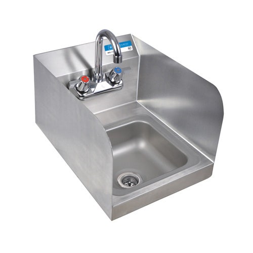 BK Resources BKHS-W-SS-SS-P-G Space Saver Hand Sink， Dual Side Splash And Faucet