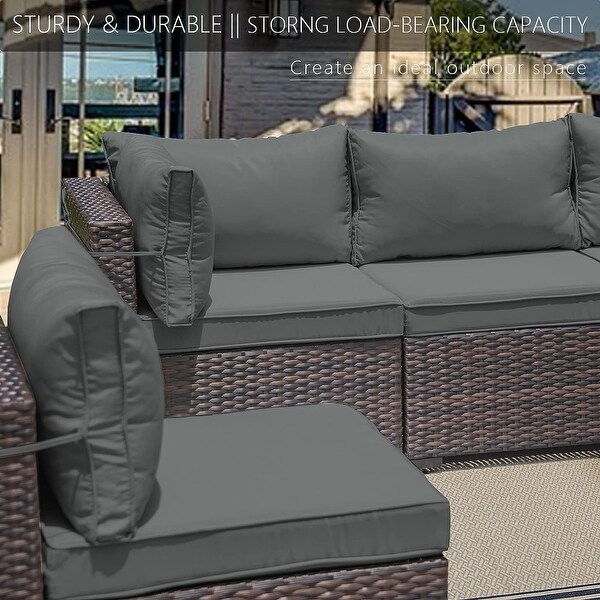 Kullavik 7Piece Rattan Patio Furniture Set Sofa