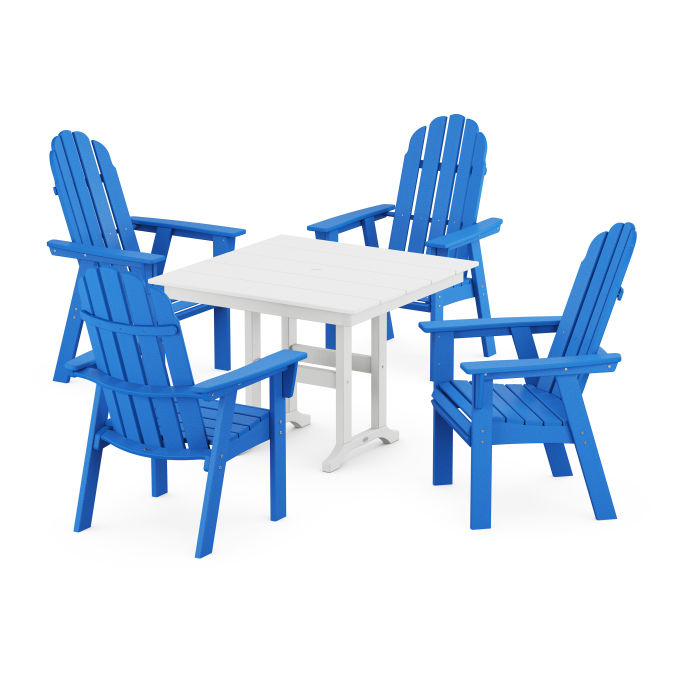 Polywood Vineyard Curveback Adirondack 5-Piece Farmhouse Dining Set PWS1165-1