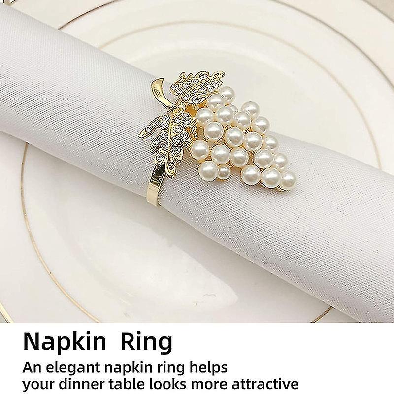 12 Pcs Pearl Napkin Rings Gold Grape Shape Napkin Buckle Holder Napkin Holders Wedding Party Table