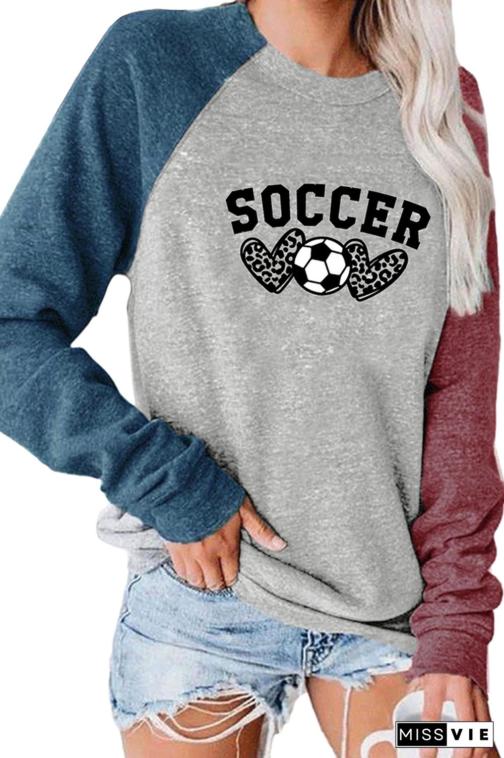 Soccer, Leopard Heart Graphic Tee Wholesale