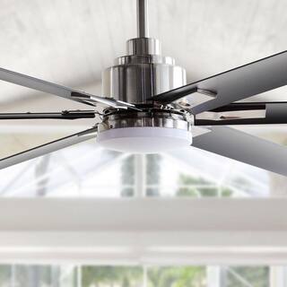 Parrot Uncle 72 in. Modern Integrated LED Brushed Chrome Ceiling Fan with Light and Remote Control BBCPD1719-I