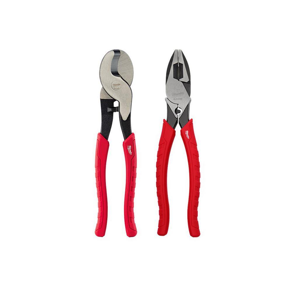 MW 10 in. Cable Cutting Pliers and 9 in. High Leverage Lineman's Pliers with Crimper (2-Piece) 48-22-6104-48-22-6100