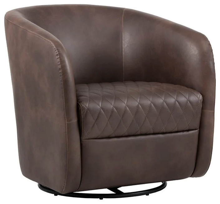 Zenda Swivel Lounge Chair  Havana Dark Brown   Contemporary   Armchairs And Accent Chairs   by Peachtree Fine Furniture  Houzz