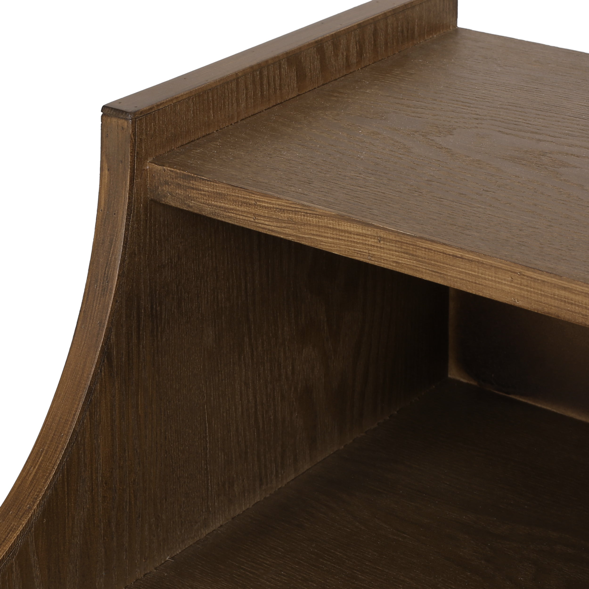 Hulett Contemporary End Table with Hutch, Walnut, Natural, and Antique Gold