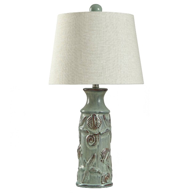 Blue Bay Nautical Ceramic Table Lamp With Seashell Design Stylecraft