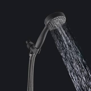 cadeninc High Pressure 5-Spray Patterns with 2.5 GPM 3.78 in. High Pressure Wall Mount Handheld Shower Head in Matte Black MS-LQ5B-01OB