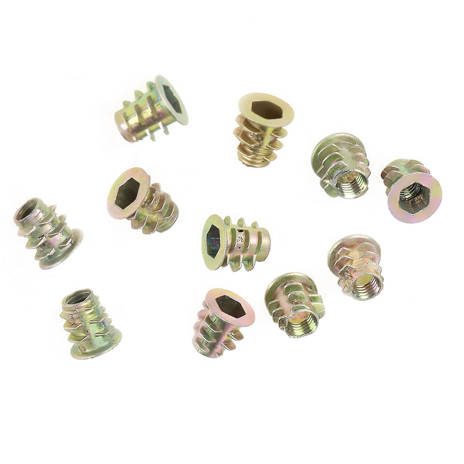 50Pcs M5*10mm Zinc Alloy Hex Drive Head Furniture Nuts Threaded for Wood Insert