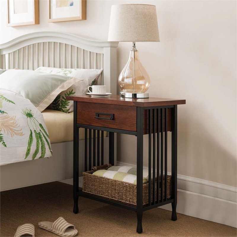 Leick Ironcraft 1 Drawer Nightstand in Mission Oak   Craftsman   Side Tables And End Tables   by Global Discount Store LLC  Houzz