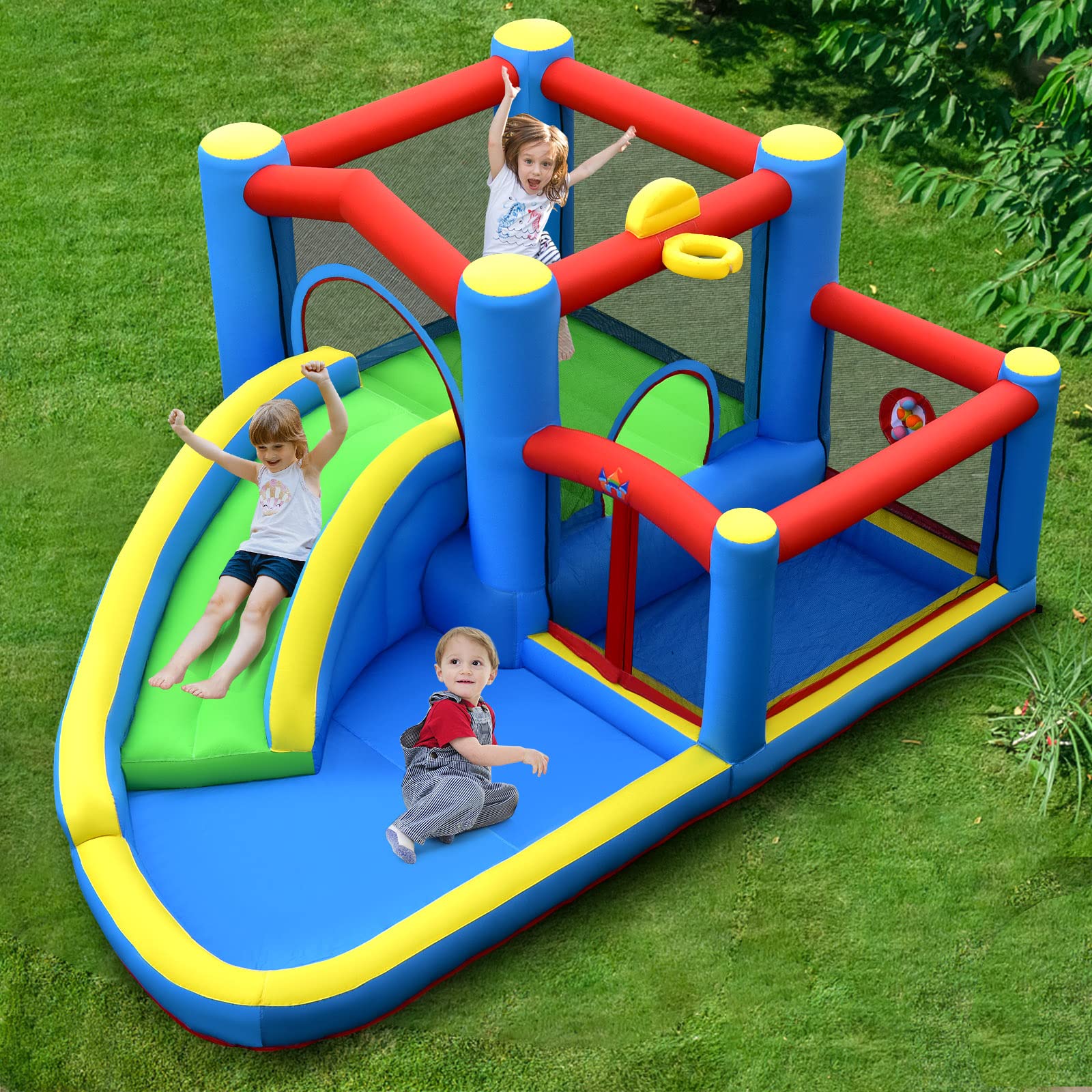 Costzon Inflatable Bounce House, Bouncy House for Kids Indoor Outdoor Party