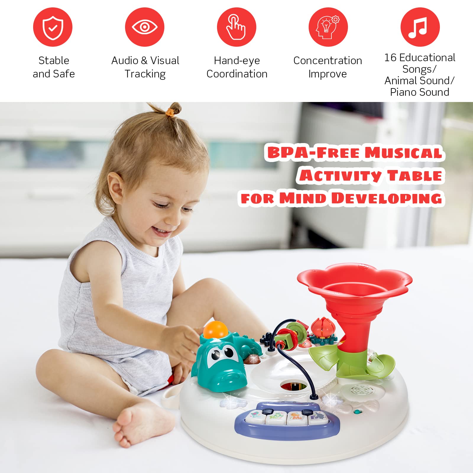 Activity Table, Toddler Music Learning Table w/ 16 Songs