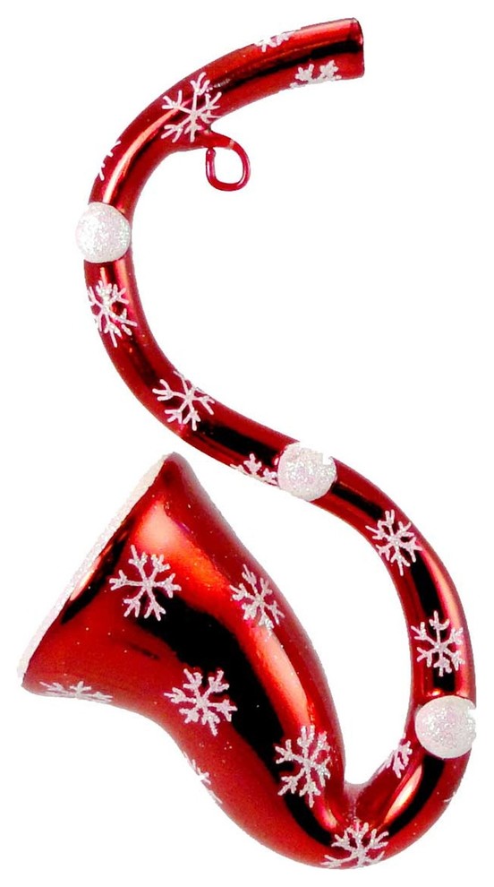 Christopher Radko Bugle Bright Blown Glass Ornament Horn Christmas 1013410 Sax   Contemporary   Christmas Ornaments   by Story Book Kids Inc  Houzz