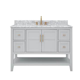 Home Decorators Collection Sturgess Open Shelf 49 in. W x 22. D x 35. H Vanity in Dove Grey with White Marble Vanity Top 19111S-VS49C-DG