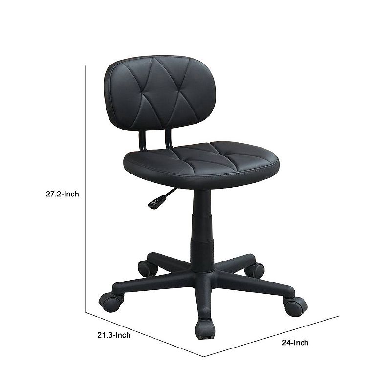 Office Chair with Adjustable Height and Diamond Stitch， Black