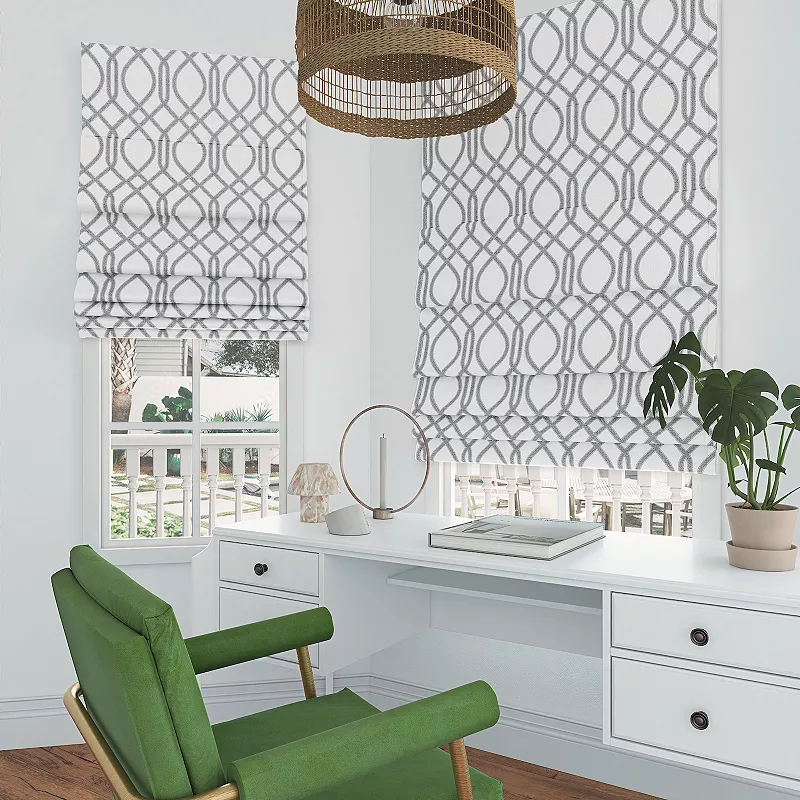 Sun Zero Detour Modern Trellis 100% Blackout Cordless Roman Shade 64 Length