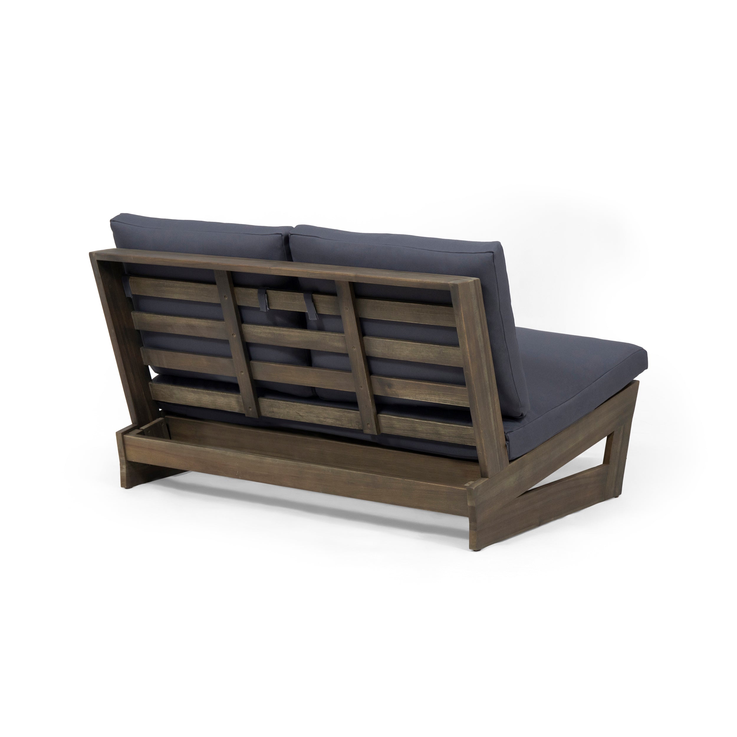 Kaitlyn Outdoor Acacia Wood Loveseat with Cushions