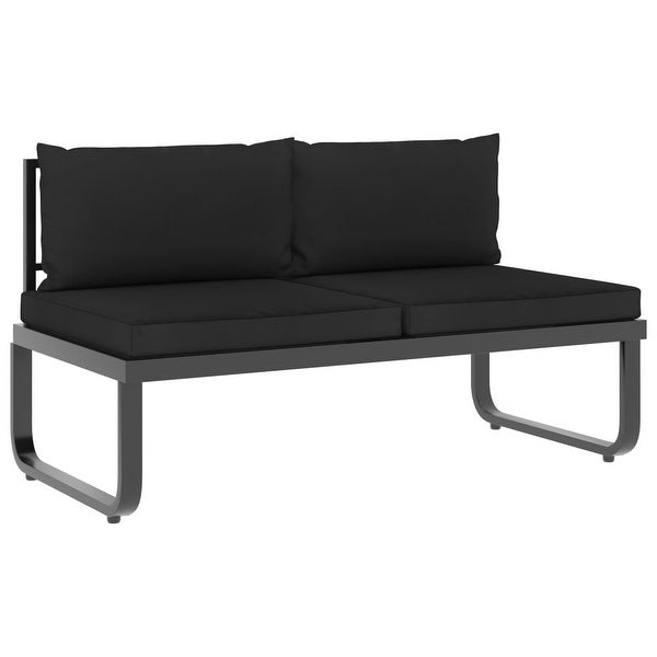 4 Piece Patio Corner Sofa Set with Cushions Aluminum and WPC - Overstock - 36232114