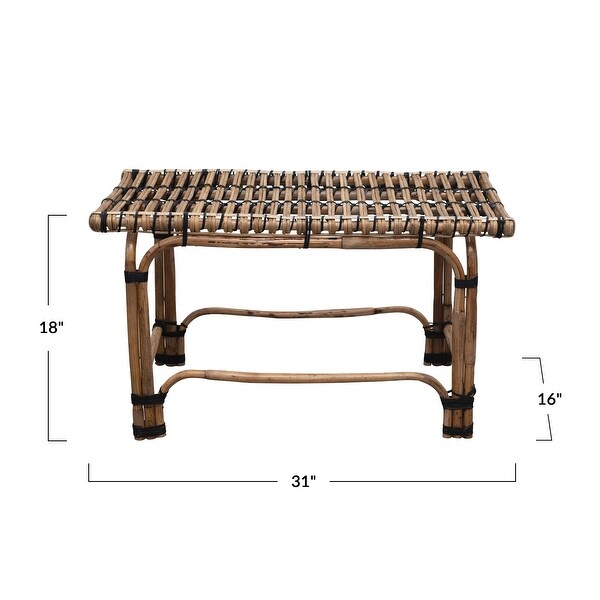 Hand-Woven Rattan Side Table or Bench