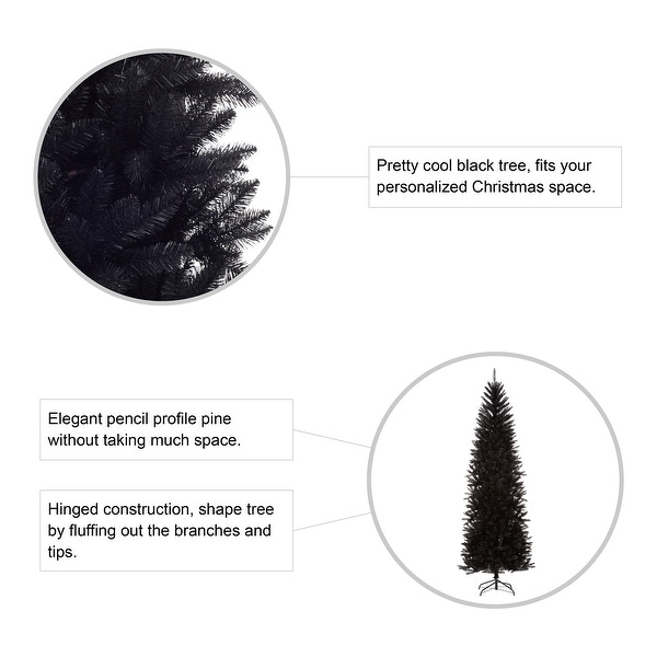 Glitzhome 7.5FT/9FT Black/Silver Unlit Tinsel Artificial Christmas Trees