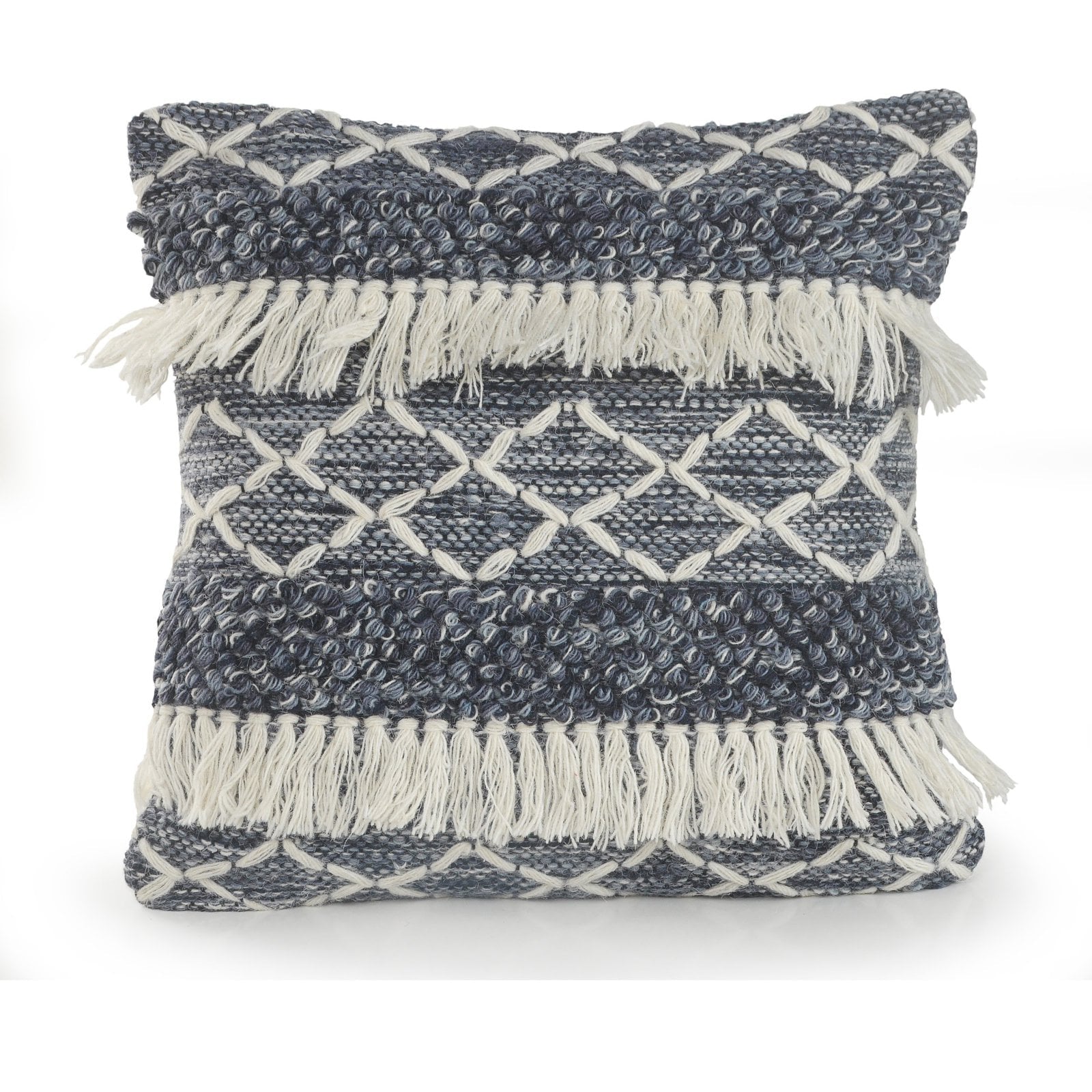 Ox Bay Textured Fringe Square Throw Pillow