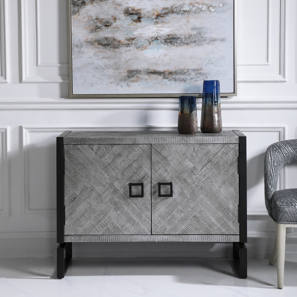 Uttermost Keyes 2 Door Gray Cabinet   Modern   Accent Chests And Cabinets   by Zin Home  Houzz